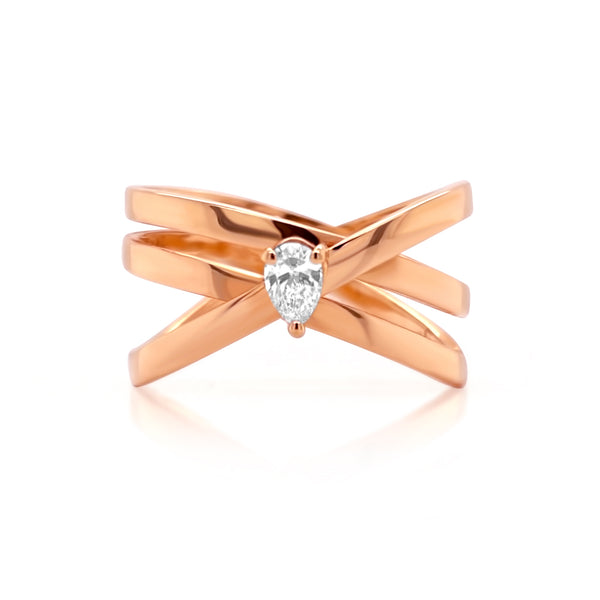 Rose Gold Athena Crossover Ring - Brilat