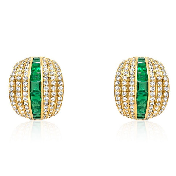 Emerald & Diamond Cocktail Earrings - Brilat