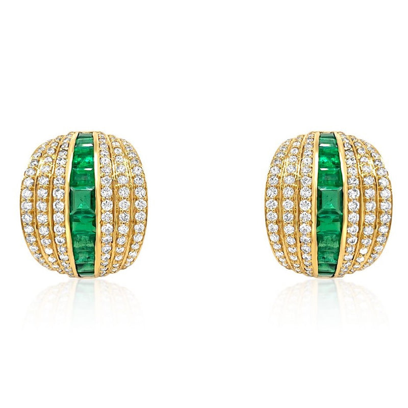 Emerald & Diamond Cocktail Earrings - Brilat