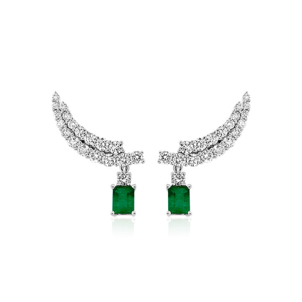 Diamond & Emerald Wing Earrings - Brilat