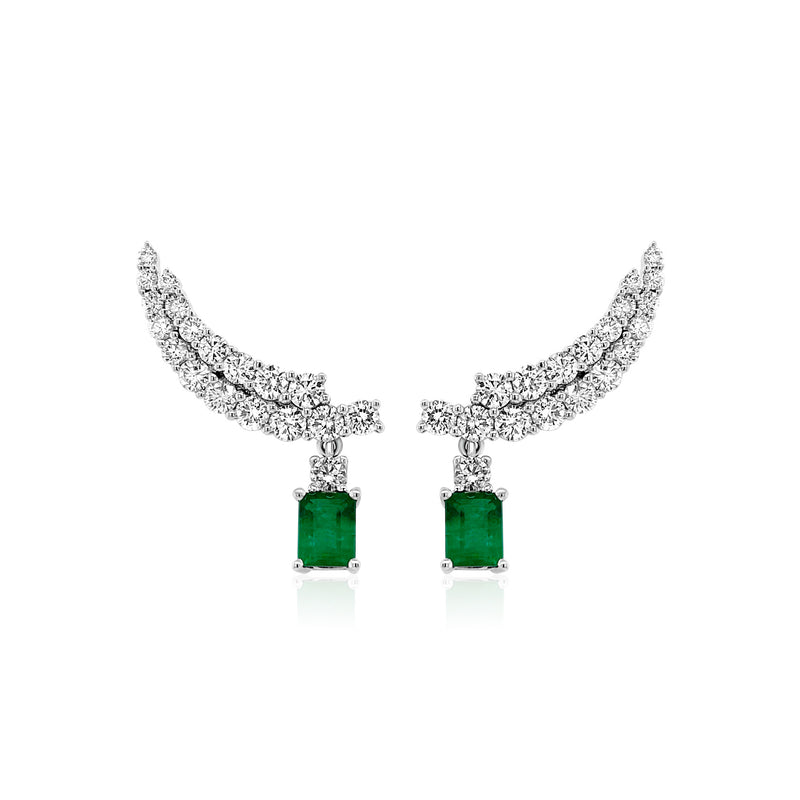 Diamond & Emerald Wing Earrings - Brilat