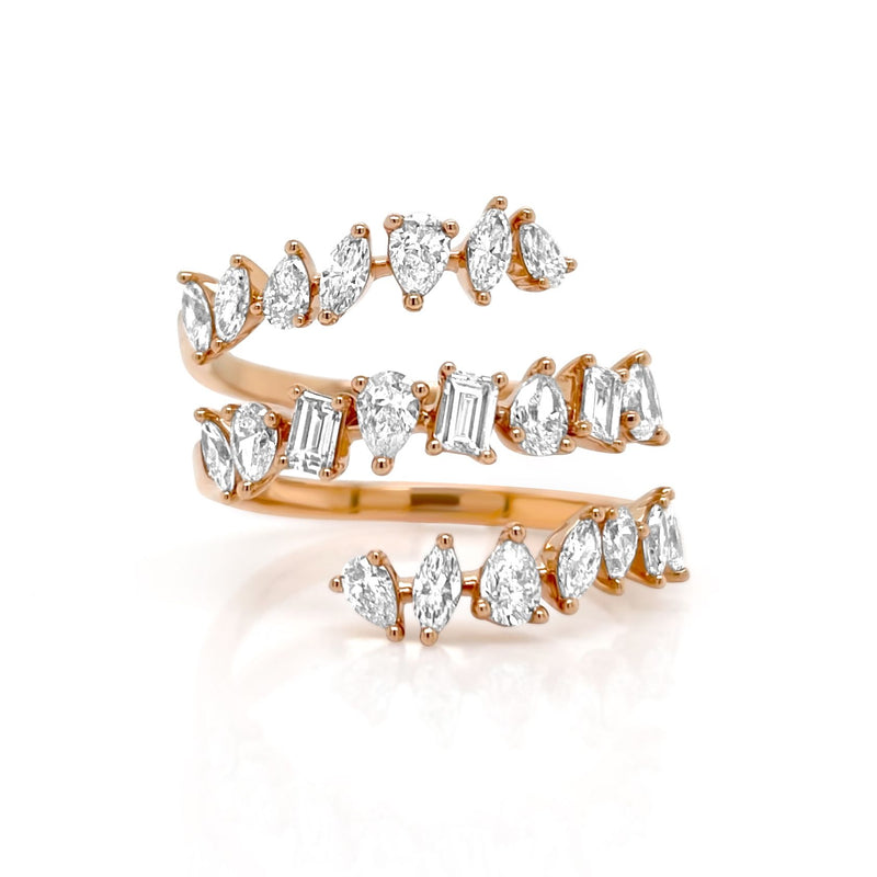 Classic Multishaped Spiral Diamond Ring - Brilat