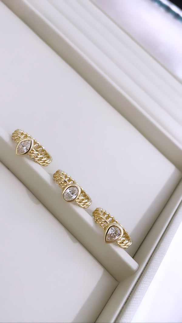 Marquise Diamond Bezel Set Link Ring - Brilat
