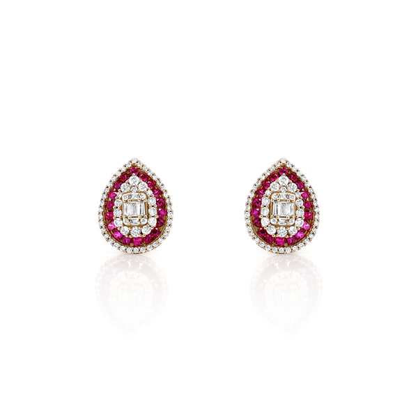Ruby & Diamond drop earrings - Brilat
