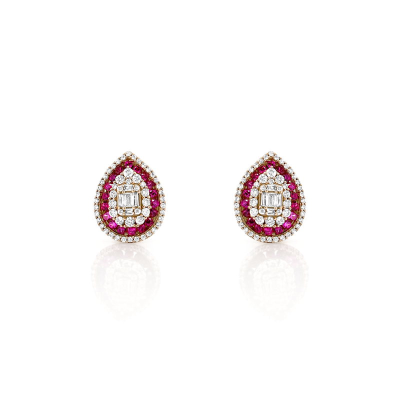 Ruby & Diamond drop earrings - Brilat