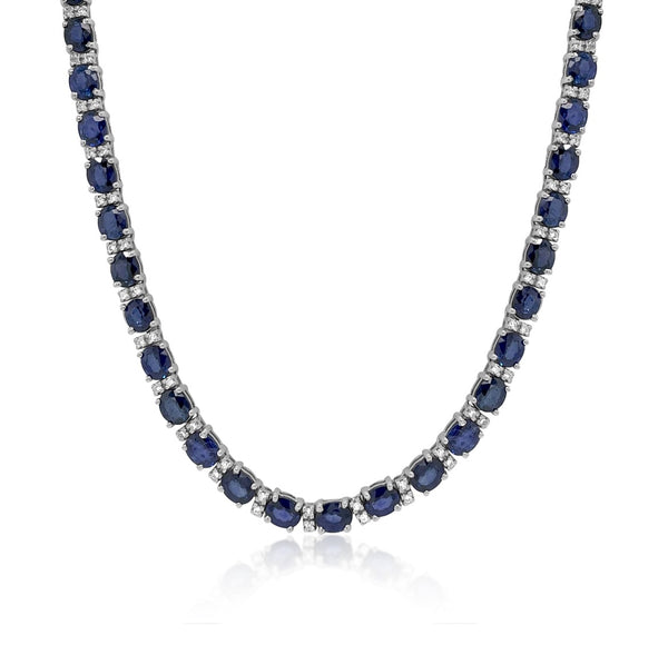 Sapphire & Diamond Tennis Necklace - Brilat