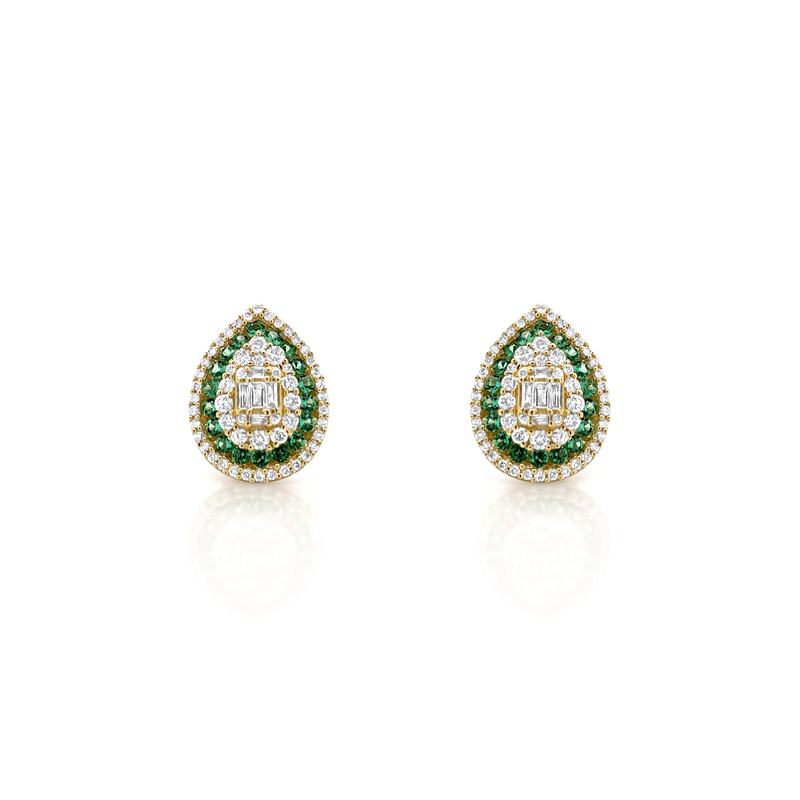 Emerald & Diamonds Drop earrings - Brilat