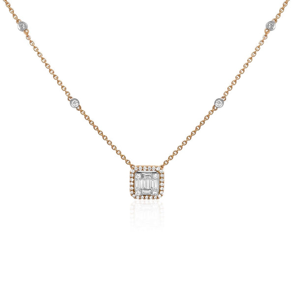 Diamond Baguette Pendant in Yellow Gold - Brilat