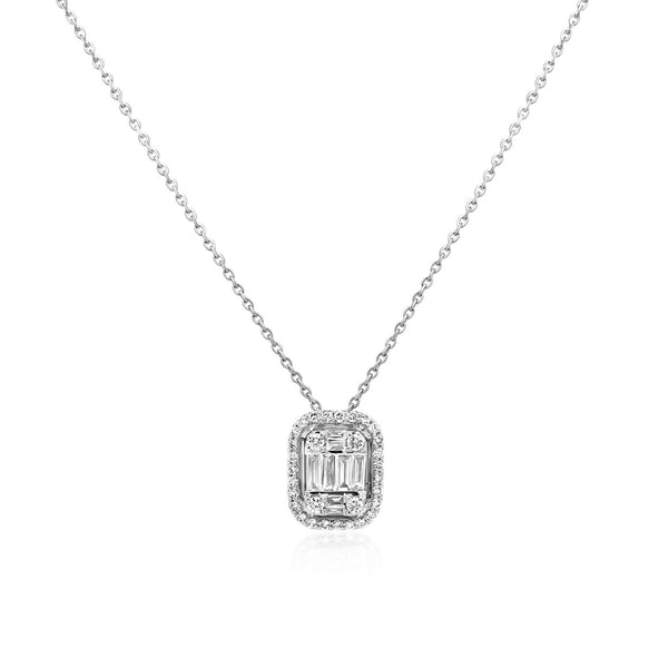 Rectangular Baguette Pendant in White Gold - Brilat