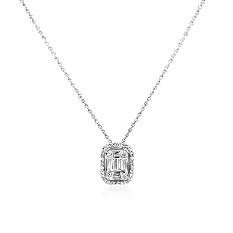 Rectangular Baguette Pendant in White Gold - Brilat