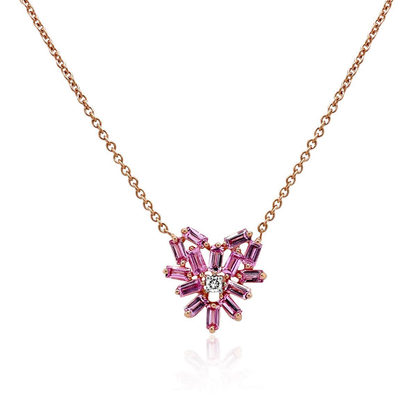 Pink Sapphire Puzzle Heart Necklace - Brilat