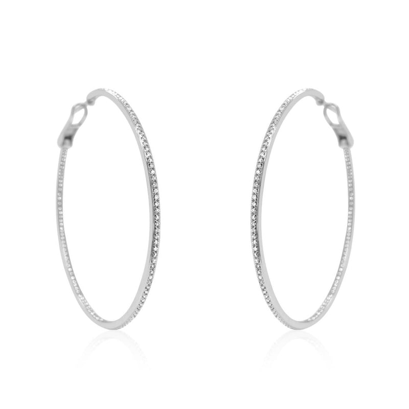 Ultra-thin large diamond hoop earrings - Brilat