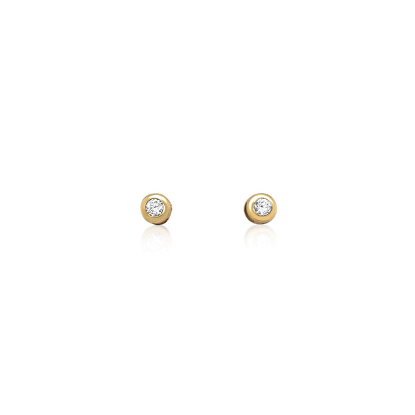 girls bezel set diamond stud earrings - Brilat