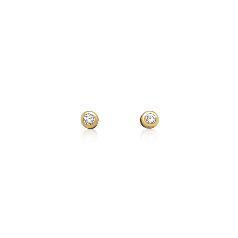 girls bezel set diamond stud earrings - Brilat