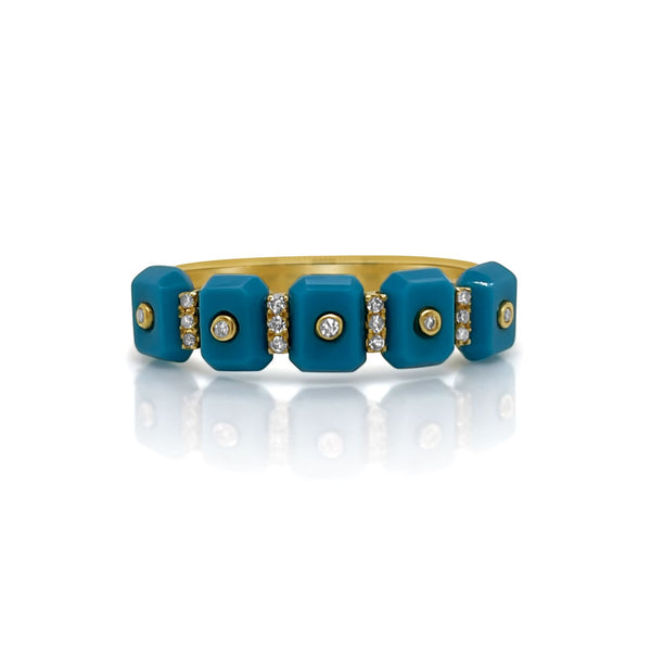 Turquoise Straight Band Ring - Brilat