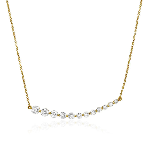 Yellow Gold Graduated Diamond Necklace - Brilat
