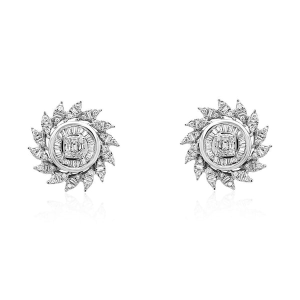 Clustered Diamond Composition Earrings - Brilat