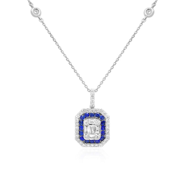 Sapphire & Diamond Baguette pendant - Brilat