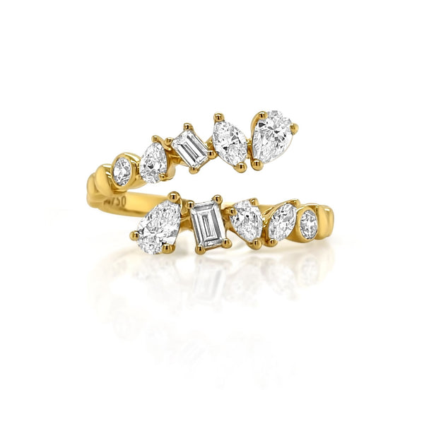 Multishaped Diamond Spiral Ring in Yellow Gold - Brilat